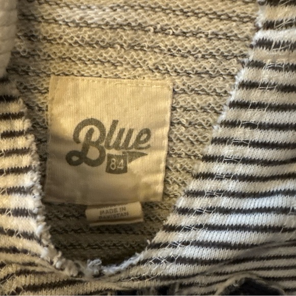 BLUE 84 Sweater, Women's Size Large White Gray, Wilmington , Striped, Hoodie - Picture 2 of 8